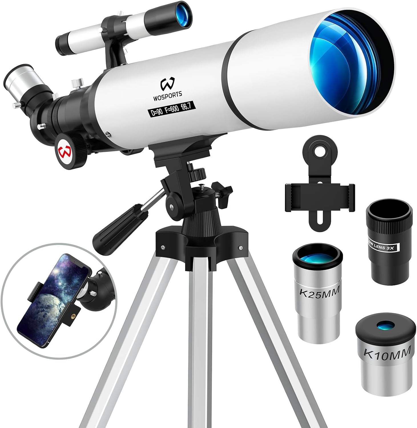 Telescope for Adults High Powered, 90mm Aperture Refractor Telescope