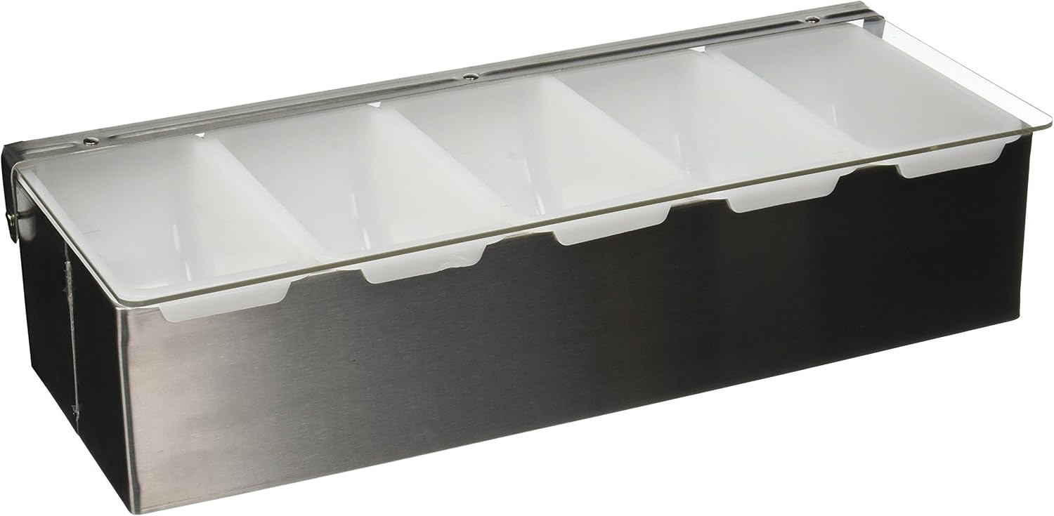 Winco 15" Stainless Steel 5-Compartment Condiment Holder