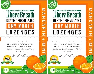 TheraBreath Dry Mouth Lozenges with Zinc, 100 Lozenges, Mandarin Mint, 100 Count (Pack of 2)
