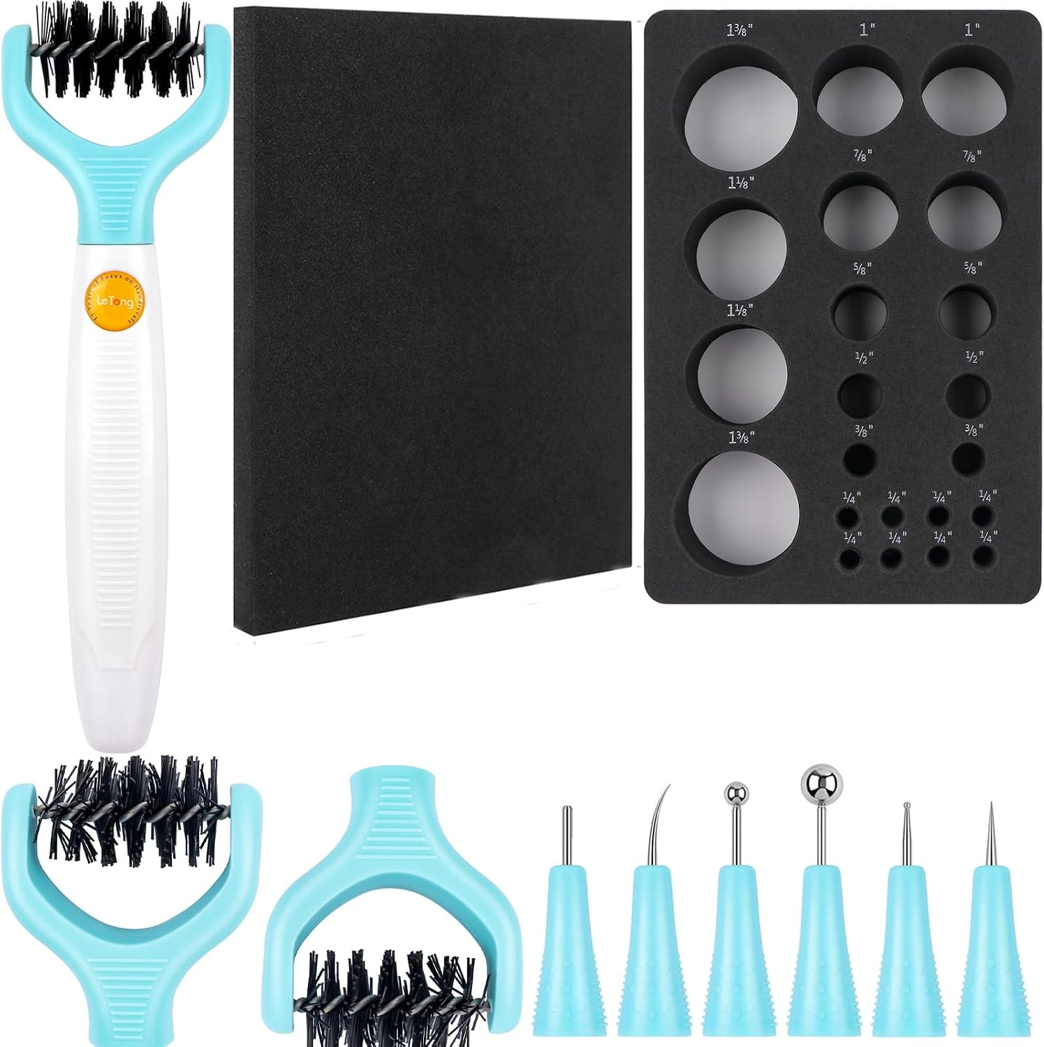 All-in-One Paper Sculpting Tool Kit & Die Brush for Card Making Paper Blossom Tools for Creating Realistic Dimensional Flowers and Cleaning Paper Bits from Dies Weeding Tool Die Brush Piercer Scraper