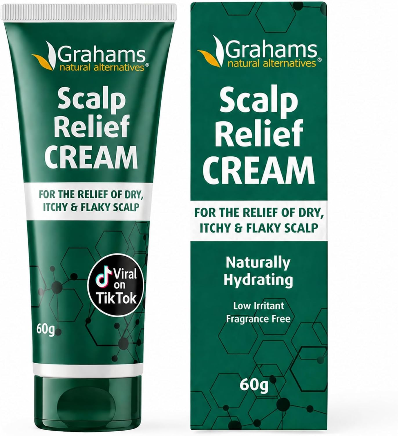 Grahams Natural Scalp Relief Cream - Relief for Dry, Itchy, Flaky Scalps & Dandruff - Scalp Moisturizer with Manuka Honey, Calendula, Jojoba Seed Oil, 60g