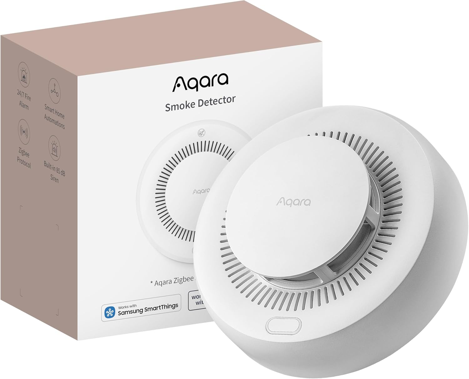 Aqara Smoke Detector, Requires Aqara Zigbee 3.0 Hub, Smoke Alarms with 85dB Siren & LED Indicator, Fire Alarm with Ultra Long Battery Life, Supports HomeKit, Alexa, Google Home, Matter over Bridge