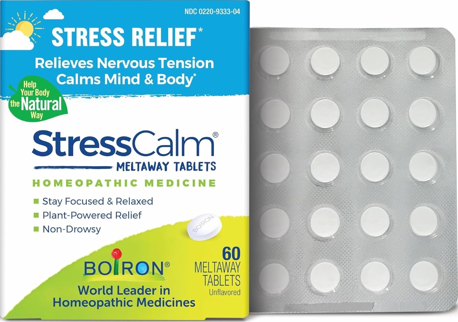 Boiron StressCalm Tablets for Relief of Stress, Anxiousness, Nervousness, Irritability, and Fatigue - 60 Count