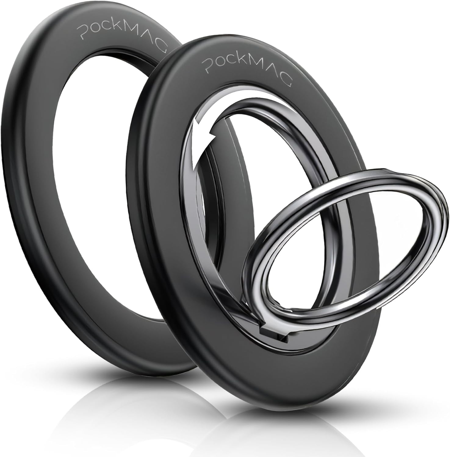 Ultra-Strong Magnetic Phone Ring Holder for MagSafe – 360° Rotation, Dual-Sided Finger Ring Grip & Kickstand – Compatible with iPhone 16 Pro Max 15 14 13 12 Mag Safe Accessories (Misty Black)
