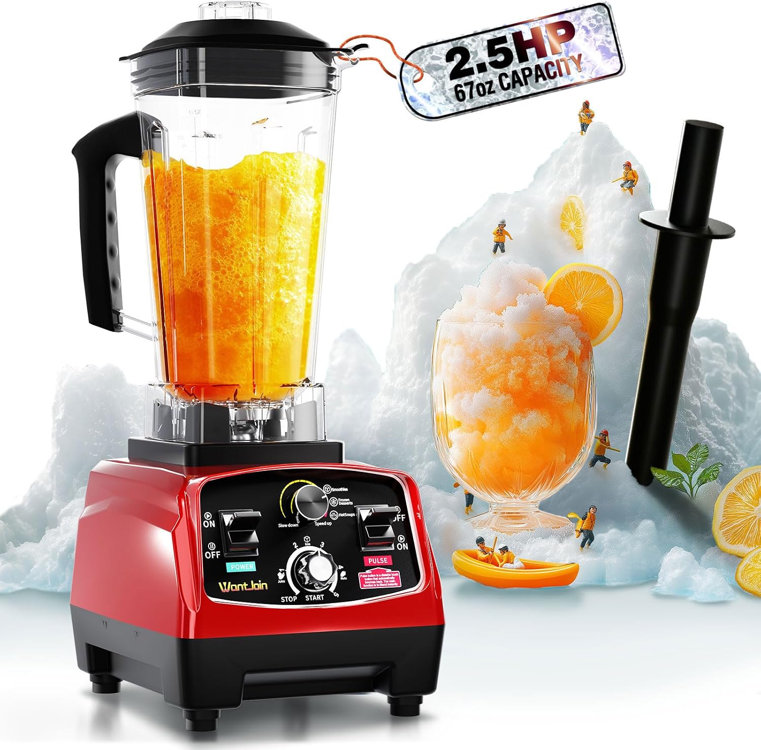 Commercial Blender - 68oz Large Capacity Professional Blenders for Kitchen Smoothie Blender w/Powerful 2.5 HP Motor, 15 Speeds, 1-5min Timer, 30000 RPM, High Speed for Catering &Home