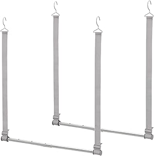 STORAGE MANIAC Hanging Closet Rod, Adjustable Width and Height Closet Hanging Organizer, Space-Saving Clothes Hanging Bar, Closet Extender Hanging Rod Double Closet Hanging Rod, 2 Pack Webbing