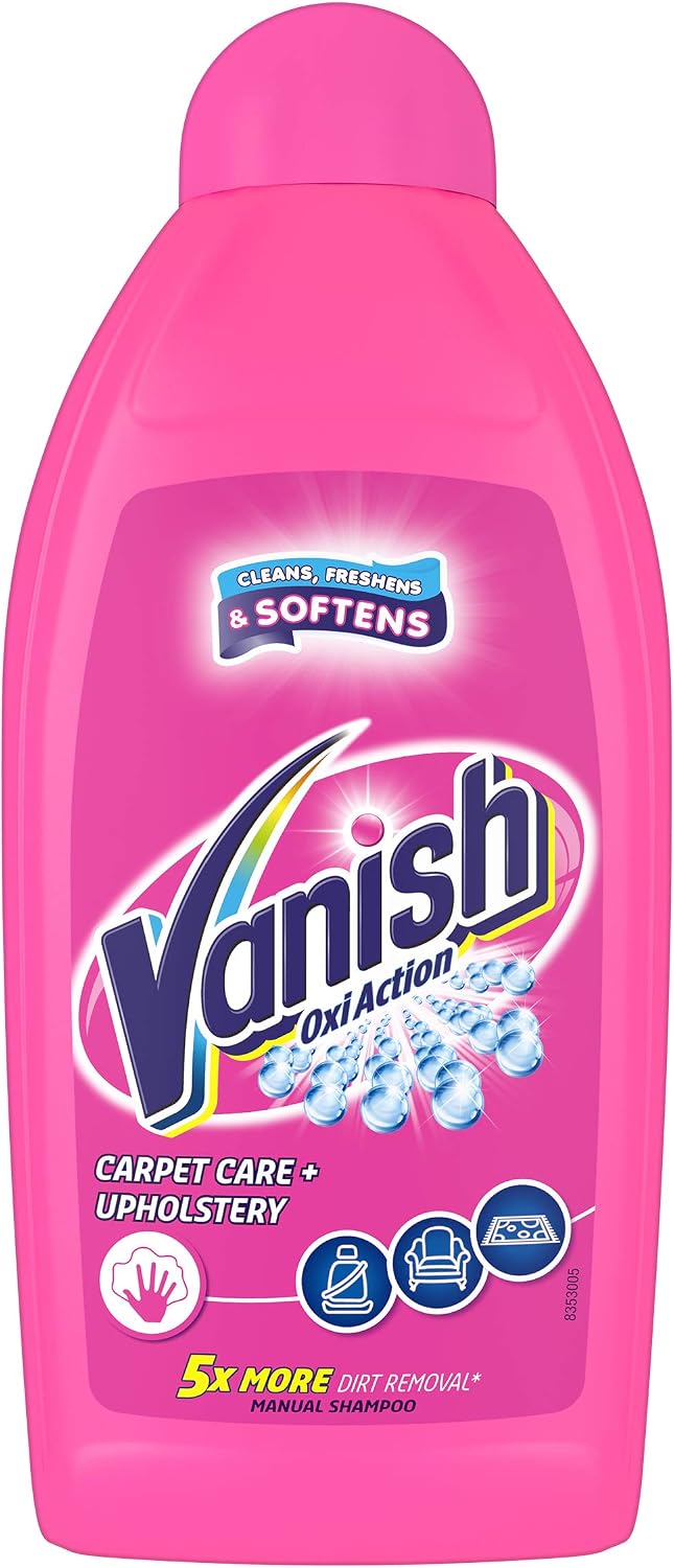 Vanish Carpet Cleaner + Upholstery, Power Liquid Shampoo, Large Area Cleaning, 450 ml