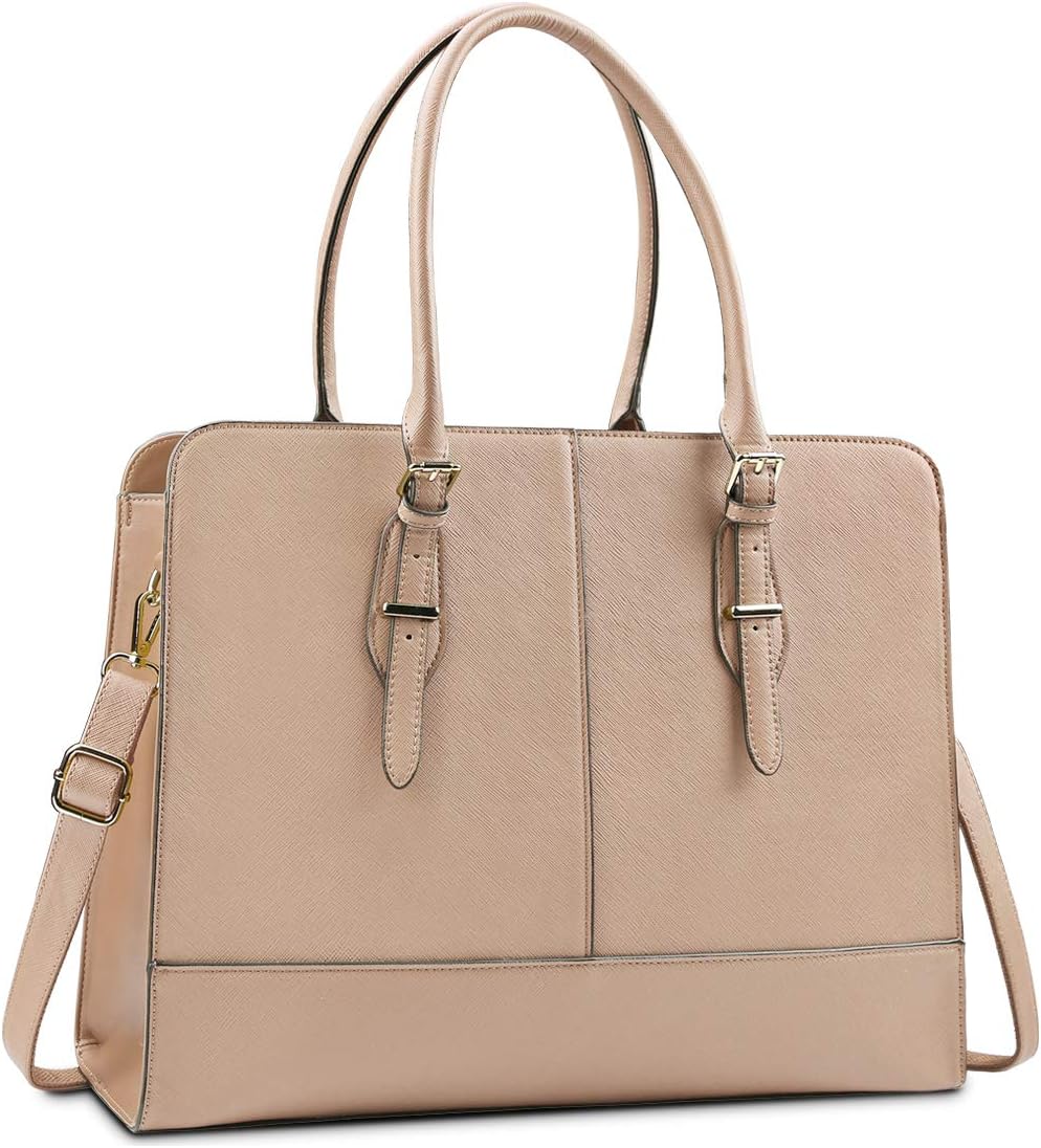LaLaptop Bag for Women Leather Work Tote 15.6 Inch Laptop for Computer Messenger Bag Waterproof Briefcase Business Office Professional Large Capacity Handbag Shoulder Teacher Nurse Bag