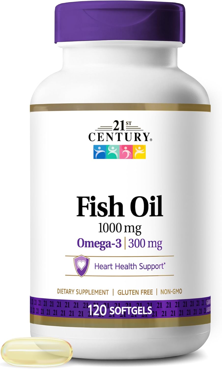21st Century Fish Oil 1000mg Omega-3 Softgels, Mercury-Filtered, 120ct