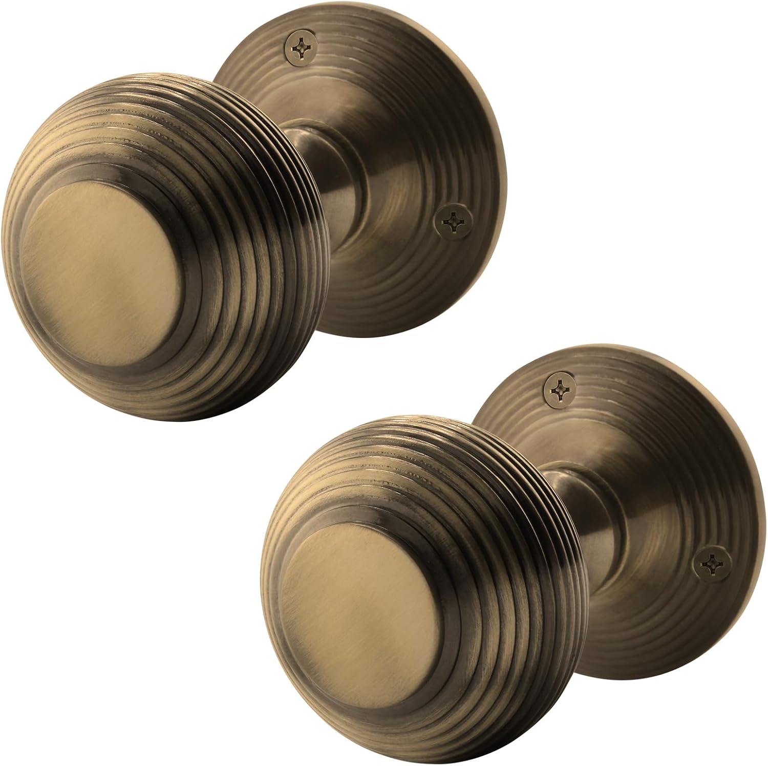 EAI Antique Brass Door Knobs, 1 Pair - Beehive