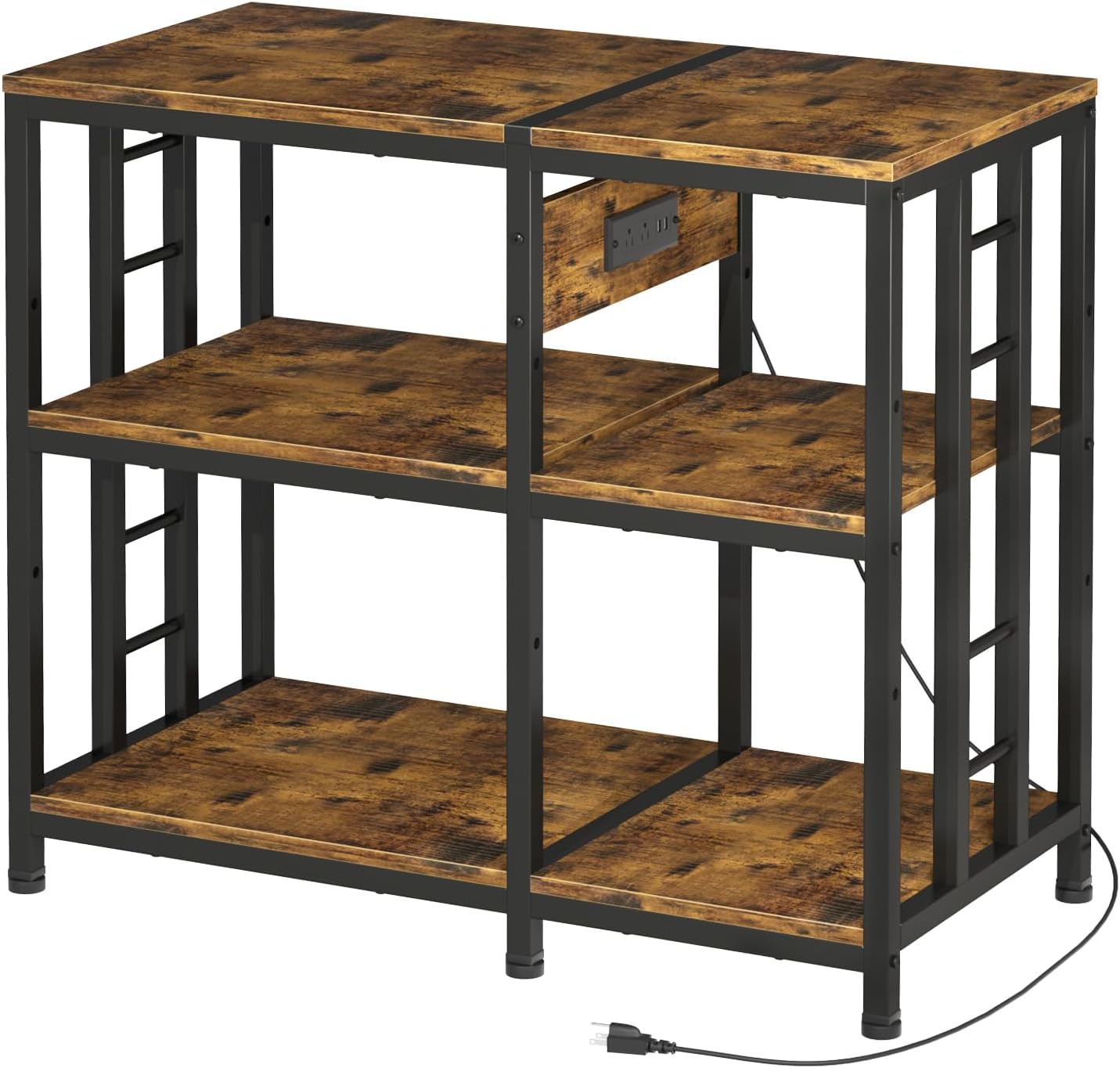 Reinforced 40-50 Gallon Aquarium Stand with Power Outlet, Ultra-Stable 720LBS Capacity Metal Fish, Tank Stand for Reptile/Aquatic Setups, 5-Tier Adjustable 37"x19" Steel Shelving System