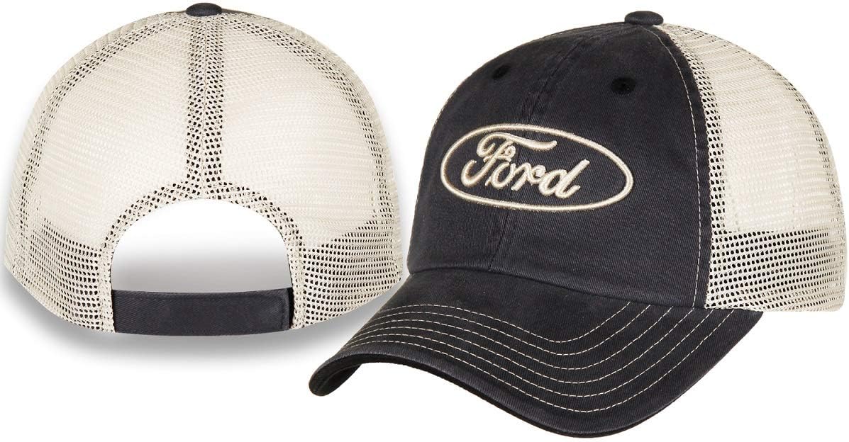 Checkered Flag Ford Mesh Trucker Unstructured Adjustable Gray Hat/Cap