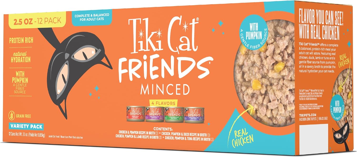 Tiki Cat Friends Wet Cat Food, Chicken Variety Pack, 2.5 oz. Can, 12 Count