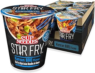 Nissin Cup Noodles Stir Fry Noodles in Sauce, Korean BBQ, 2.89 Ounce (Pack of 6)
