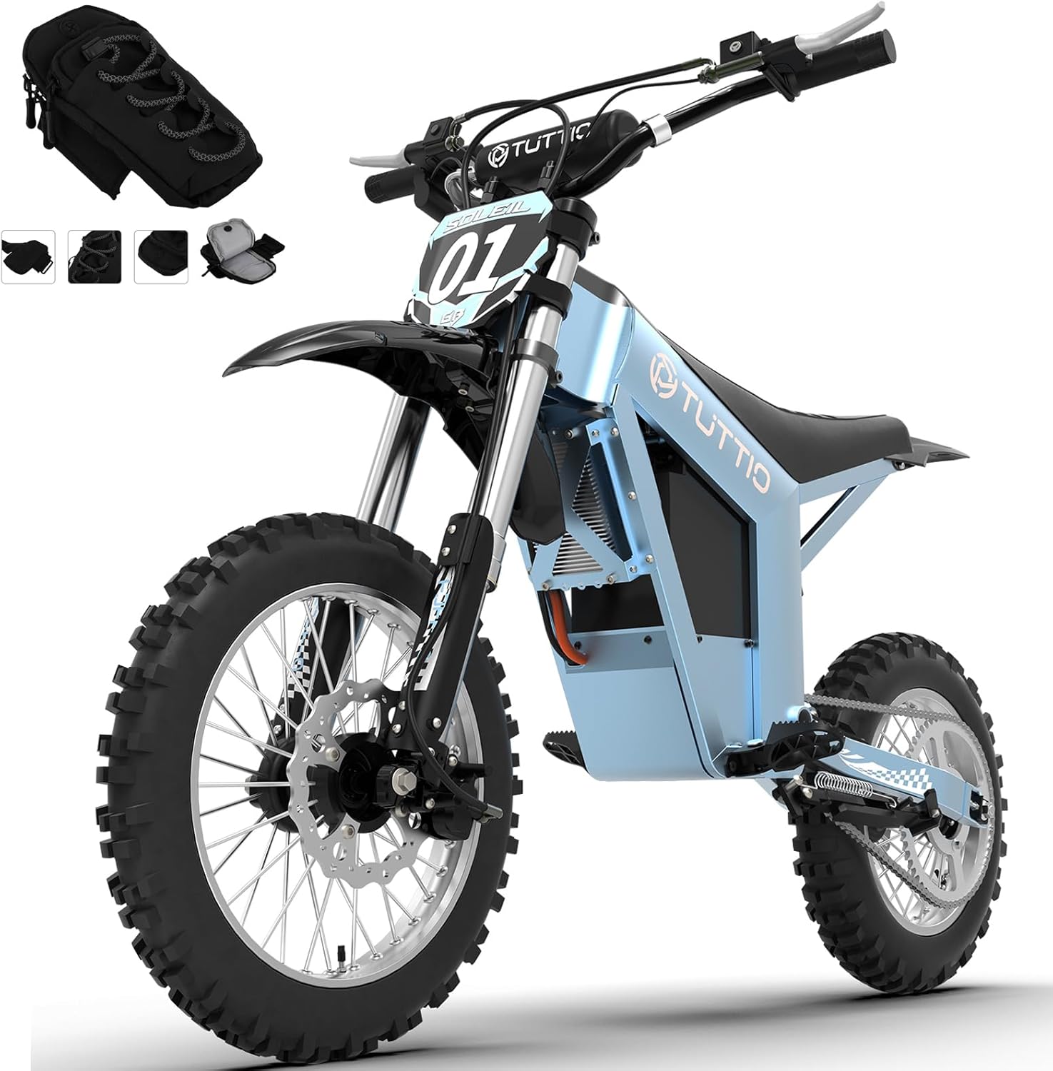 Tuttio Soleil01-GB E-Dirt-Bike - Peak 3000W 37MPH 200NM Electric-Bike with 48V 21Ah Battery, 14"/12" Fat Tire Electric Motocycle with Dual Suspension, Off-Road Ebike for Adults-Teens (USA Warehouse)