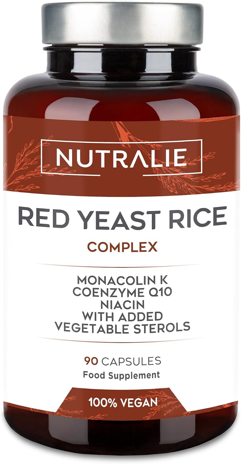 RED Yeast Rice Complex - Cholesterol Lowering Supplement - Monacolin K 2,9mg & Q10 30mg - Red Yeast Extract Gluten Free - 90 Vegan Capsules Nutralie