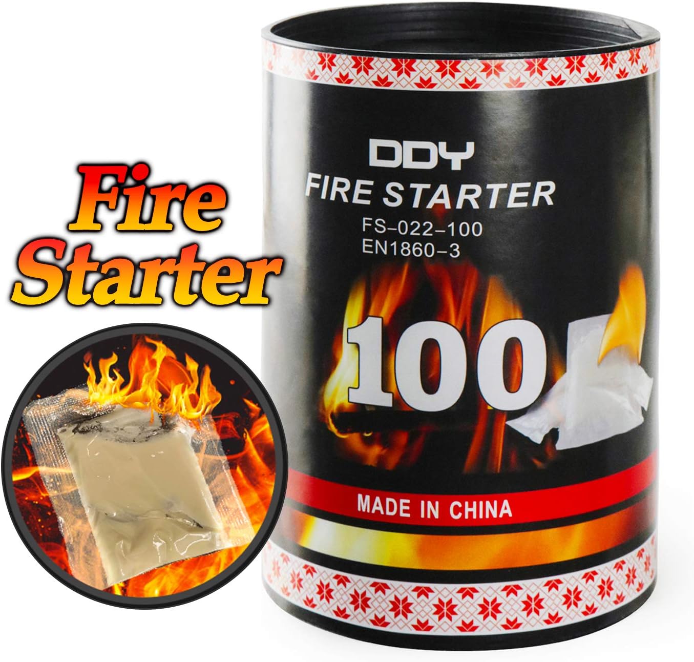 100 Pack Quick Fire Starters,Wax Cups Waterproof, Non Toxic Firelighter Natural Safe Cubes Burns up to 8 Min at Over 750° - 100%, Perfect for Fat Wood Stove Campfire, Start Charcoal Kit (Style1)