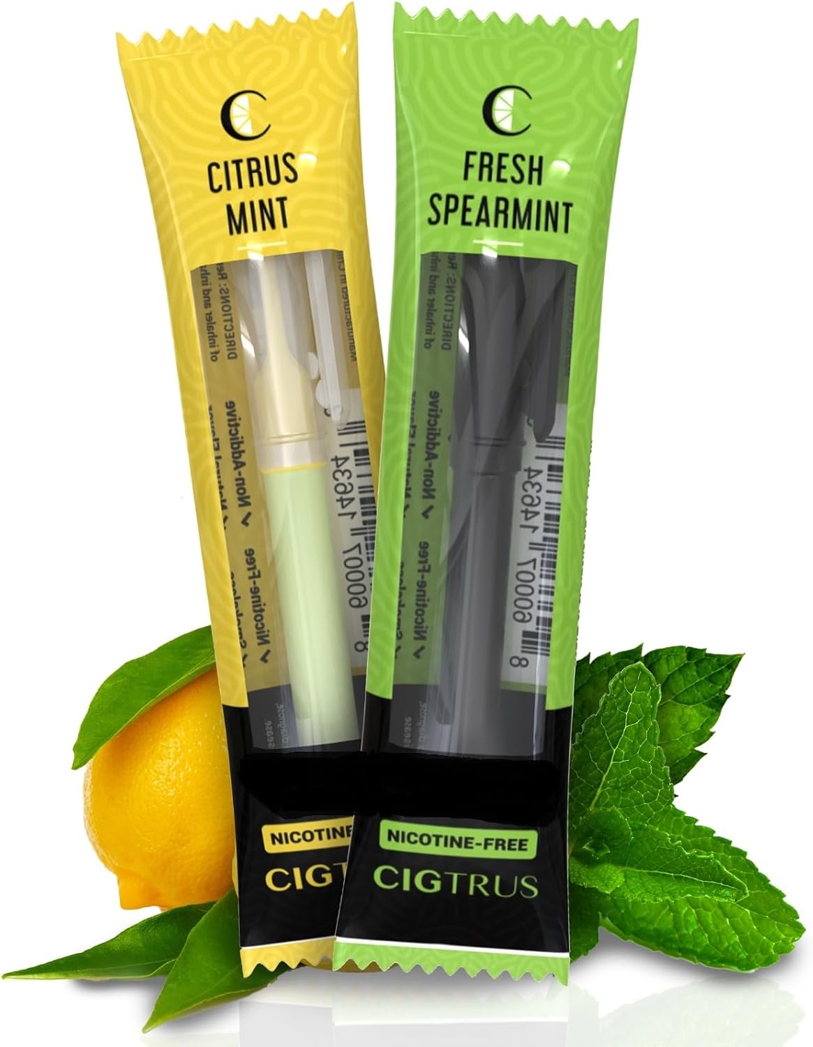 Cigtrus Smokeless Air Inhaler - Tobacco-Free, Nicotine-Free, & Non-Electric | Oral Fixation Relief Aid | Habit Replacing Breathing Stick | 2 Pack (Fresh Spearmint & Lemon Lime)
