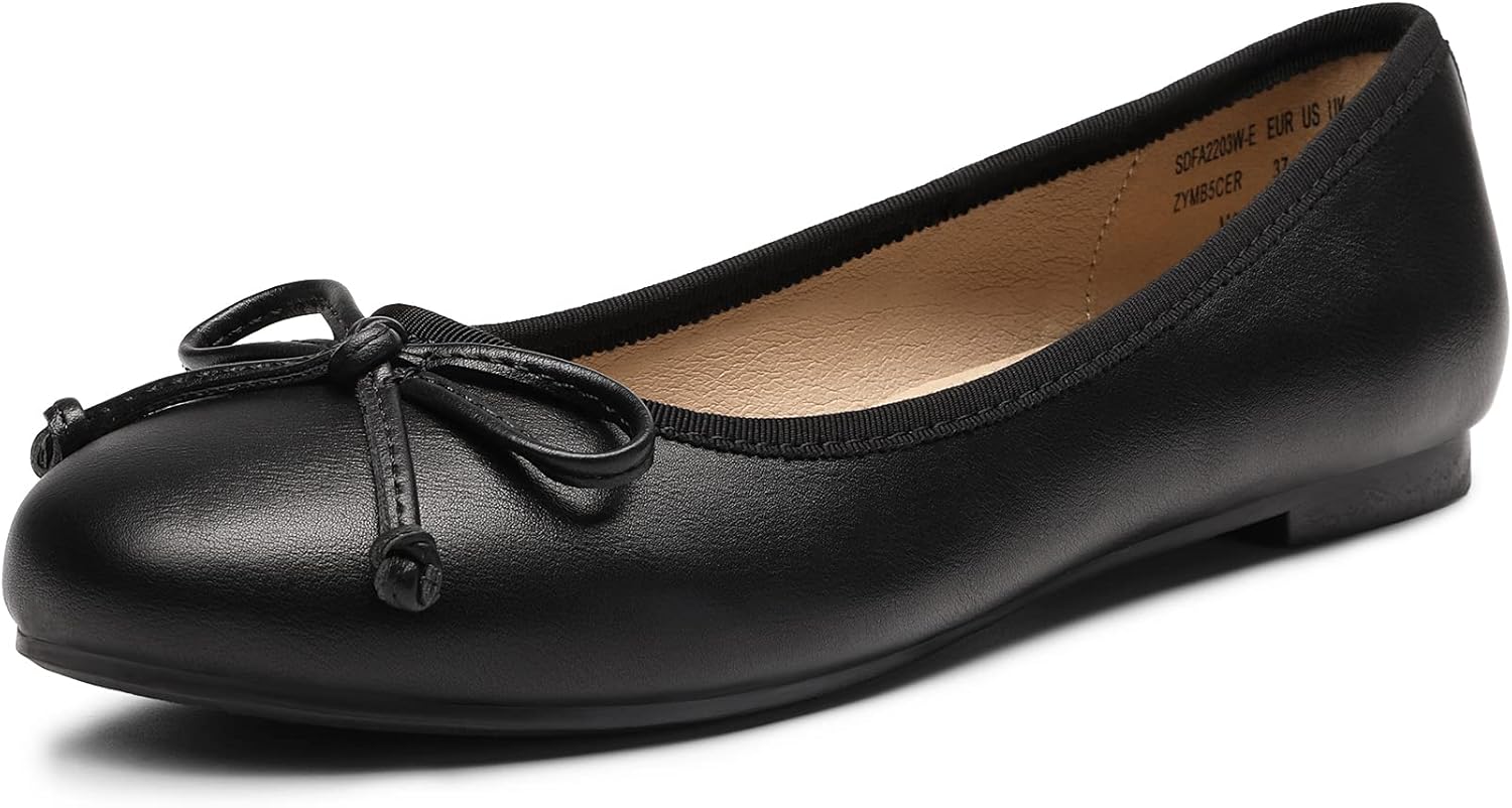 DREAM PAIRS Womens Classic Bow Flats Ballerina Slip on Formal Casual Pumps Style Shoes