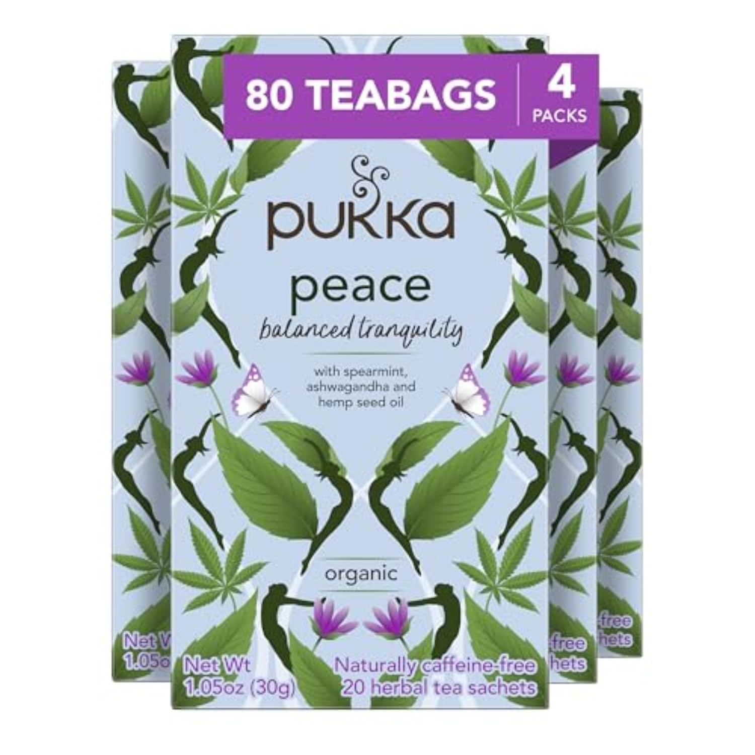 Pukka Peace Organic Tea Bags, 80 Total Tea Bags (20ct - Pack of 4)