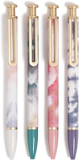 U Brands Monterey Ballpoint Pens, Set of 4, Soft Dye With Gold Details, Bold (1.0 mm) Point, Black Ink