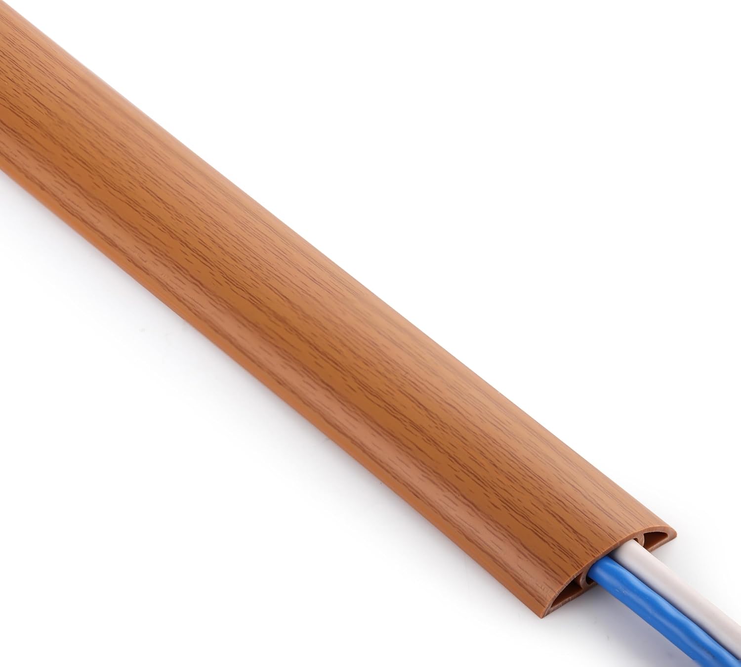 ZhiYo 3.6ft Floor Cord Cover, Cable Cavity 0.6" W x 0.3" H, Yellow Oak Wood
