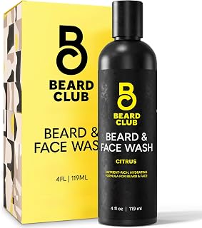 Beard Club Citrus Beard & Face Wash – All-in-One Cleanser, Softens & Nourishes Facial Hair, Hydrates & Cleans Skin, Paraben & Sulfate-Free