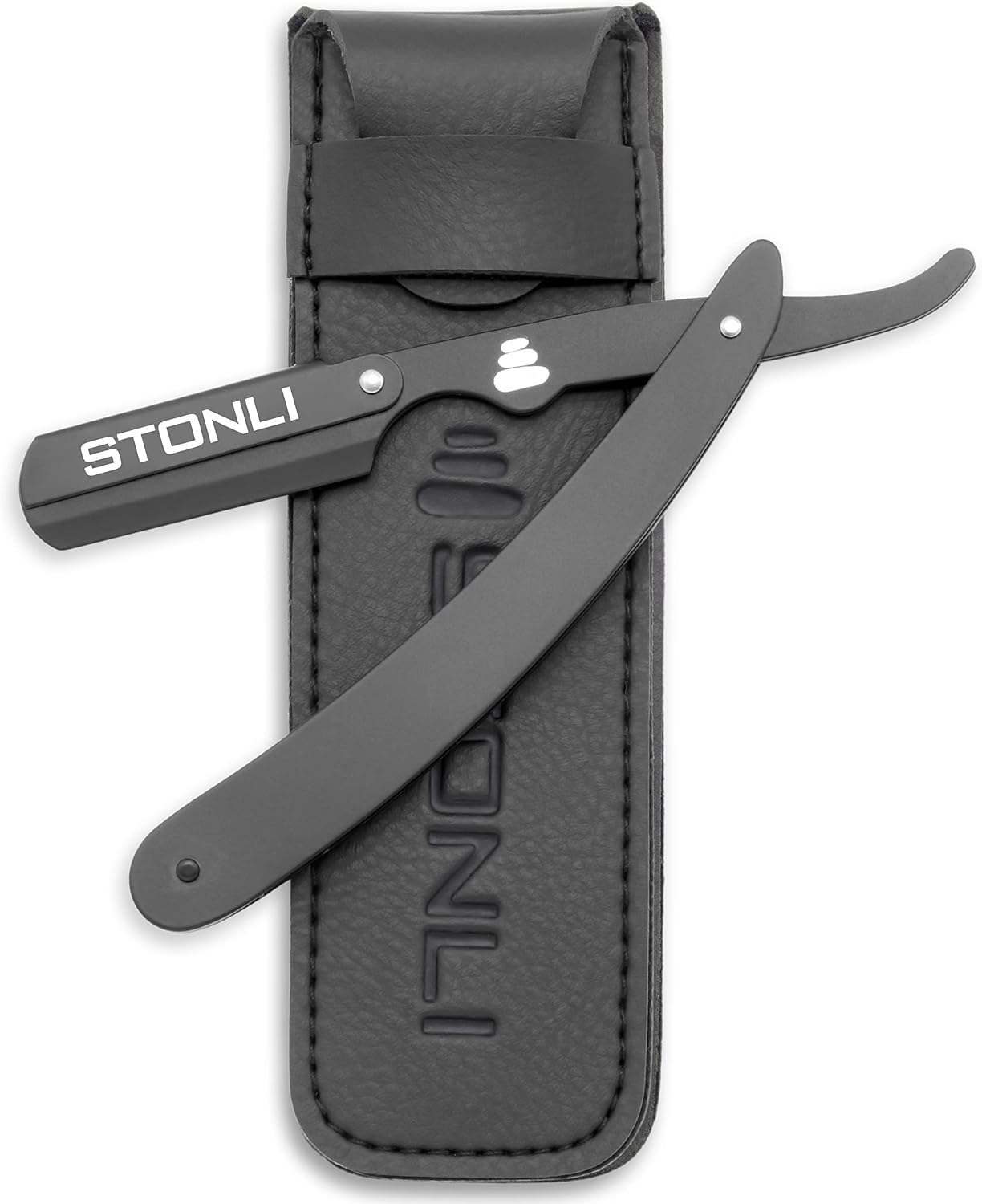 Cut Throat Razors - Straight Razor with Matte Black Finish Professional Barber Razor - Premium Quality Single Blade Shaving Razor for Moustache and Beard - Pouch Included (Black Metal)