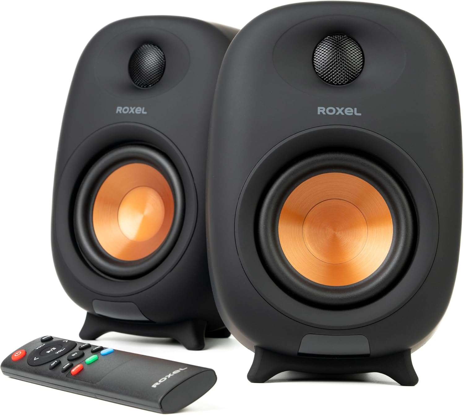Roxel Eclipse Active Bookshelf Speakers, 60-Watt RMS Power, Wireless BT 5.3 Streaming, HDMI ARC,Optical Input, 3-Metre Speaker Cable, Dynamic Sound for Movies, Music, Office, Home Theatre