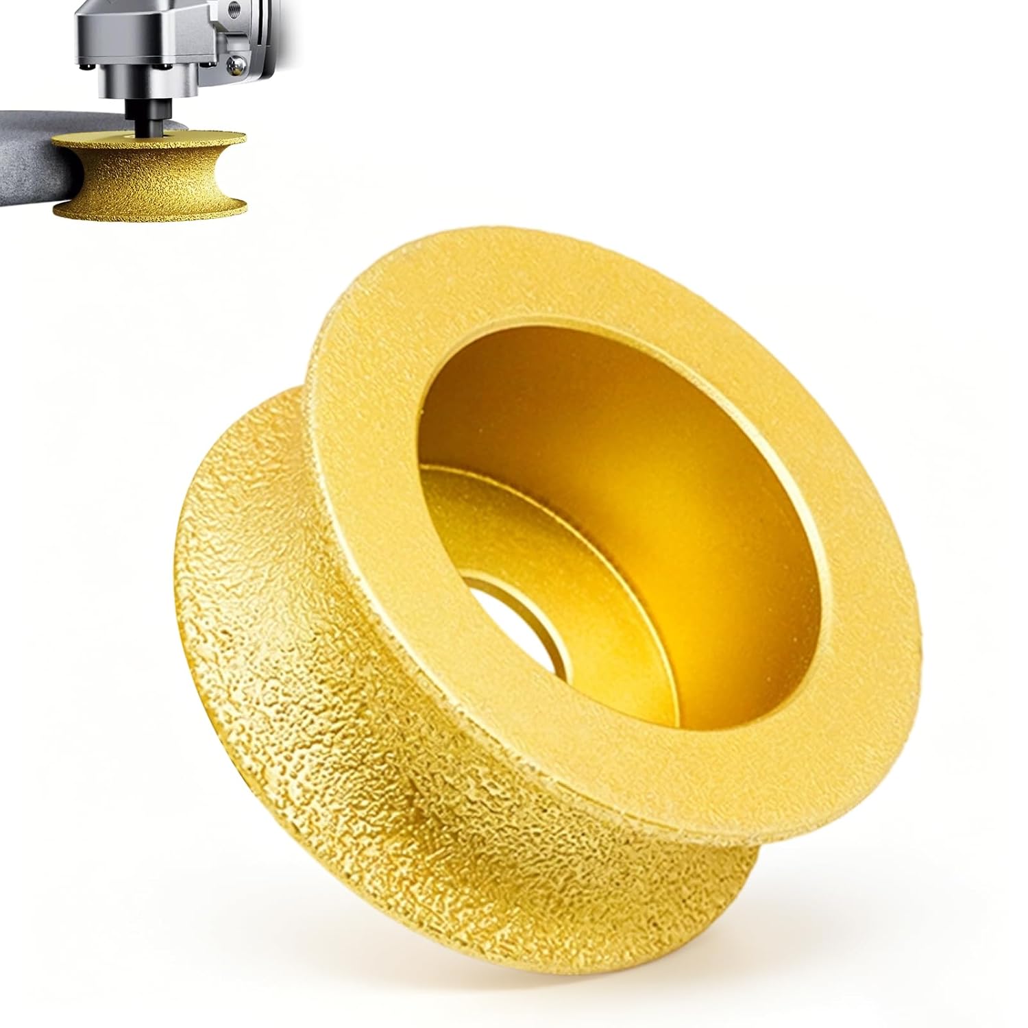 Bullnose Grinding Wheel, 73mmx25mmx22.3mm Concave Abrasive Wheel Porcelain Bullnose Tool Brazed Grinding Wheel Use for Granite Marble Quartz Ceramic Edge Profiling