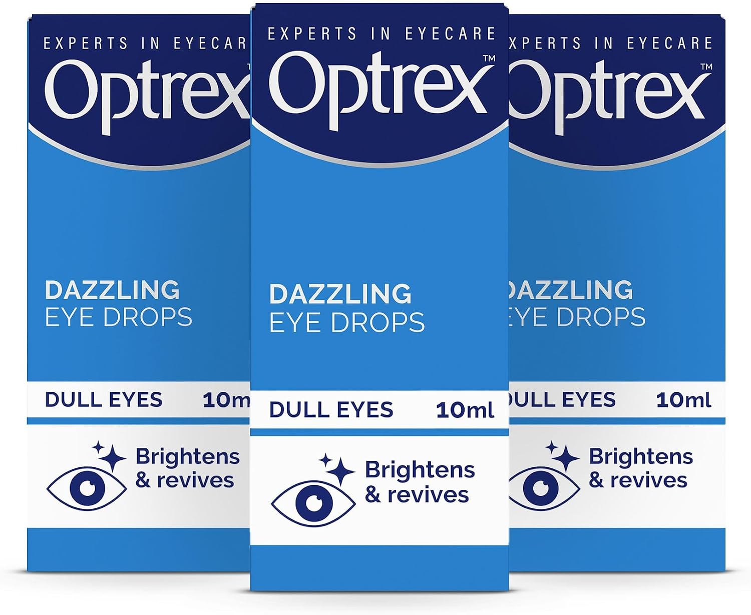 Optrex Eyedew, Dazzling Eye Drops, 10ml each (Pack of 3, 30ml) Brightens Eyes, Instant Results