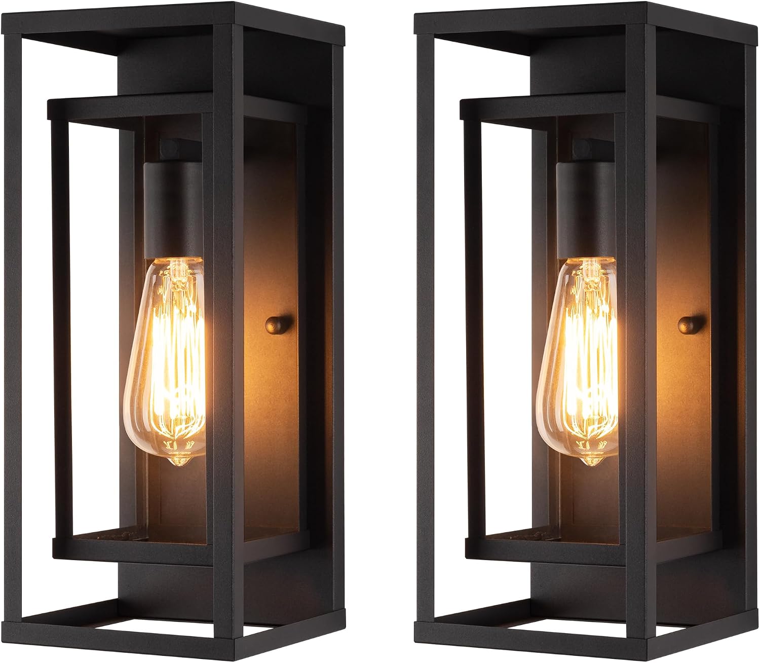 mirrea 14" Modern Outdoor Porch Wall Light, Matte Black, 2 Pack