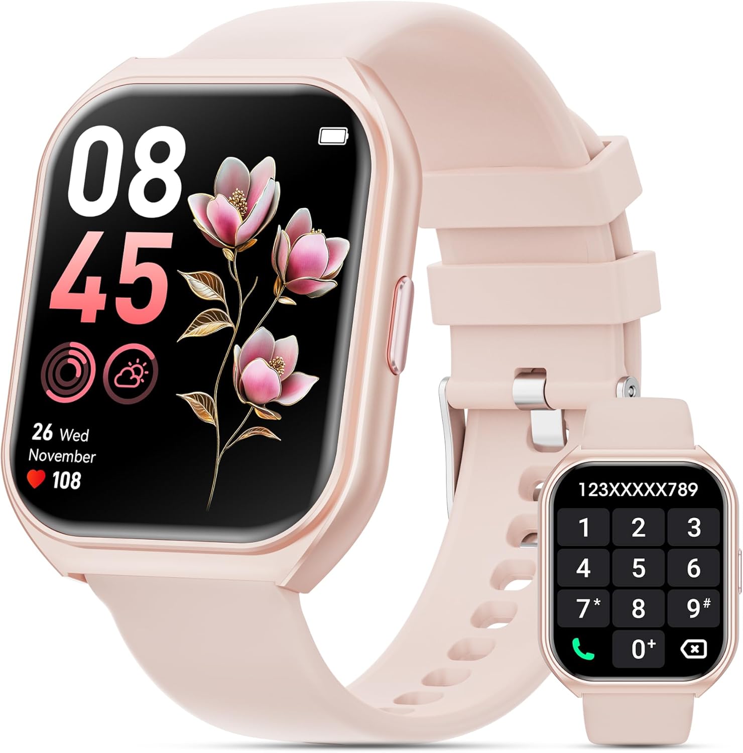 Smart Watch for Men Women, 1.85" HD Smart Watches (Answer/Make Call), Activity Fitness Tracker with Heart Rate Sleep Monitor Pedometer, 100+ Sport Modes, Fitness Watch for Android iPhone (Pink)
