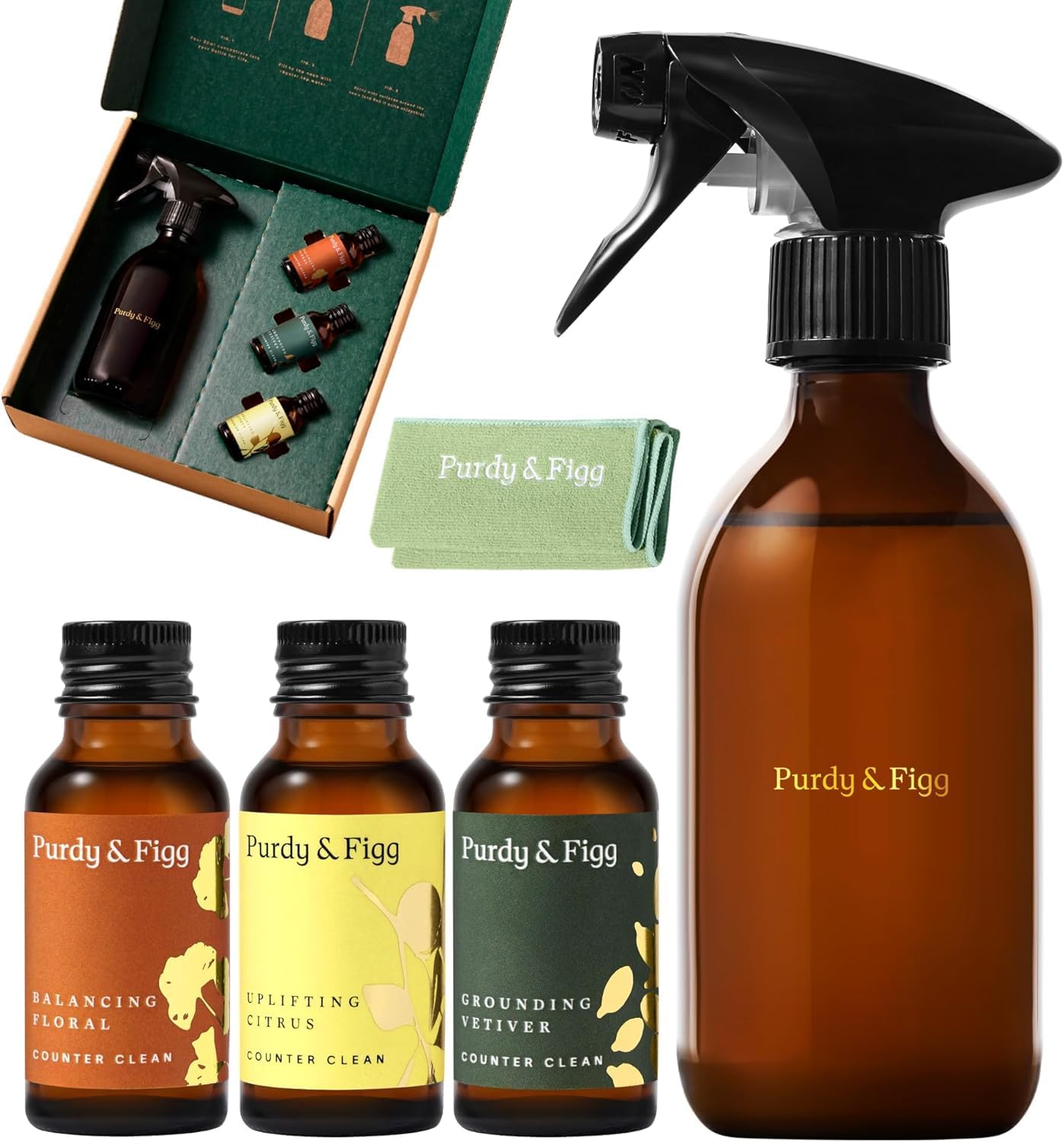 Purdy & Figg Counter Clean Starter Kit | Citrus & Floral | 300ml Spray