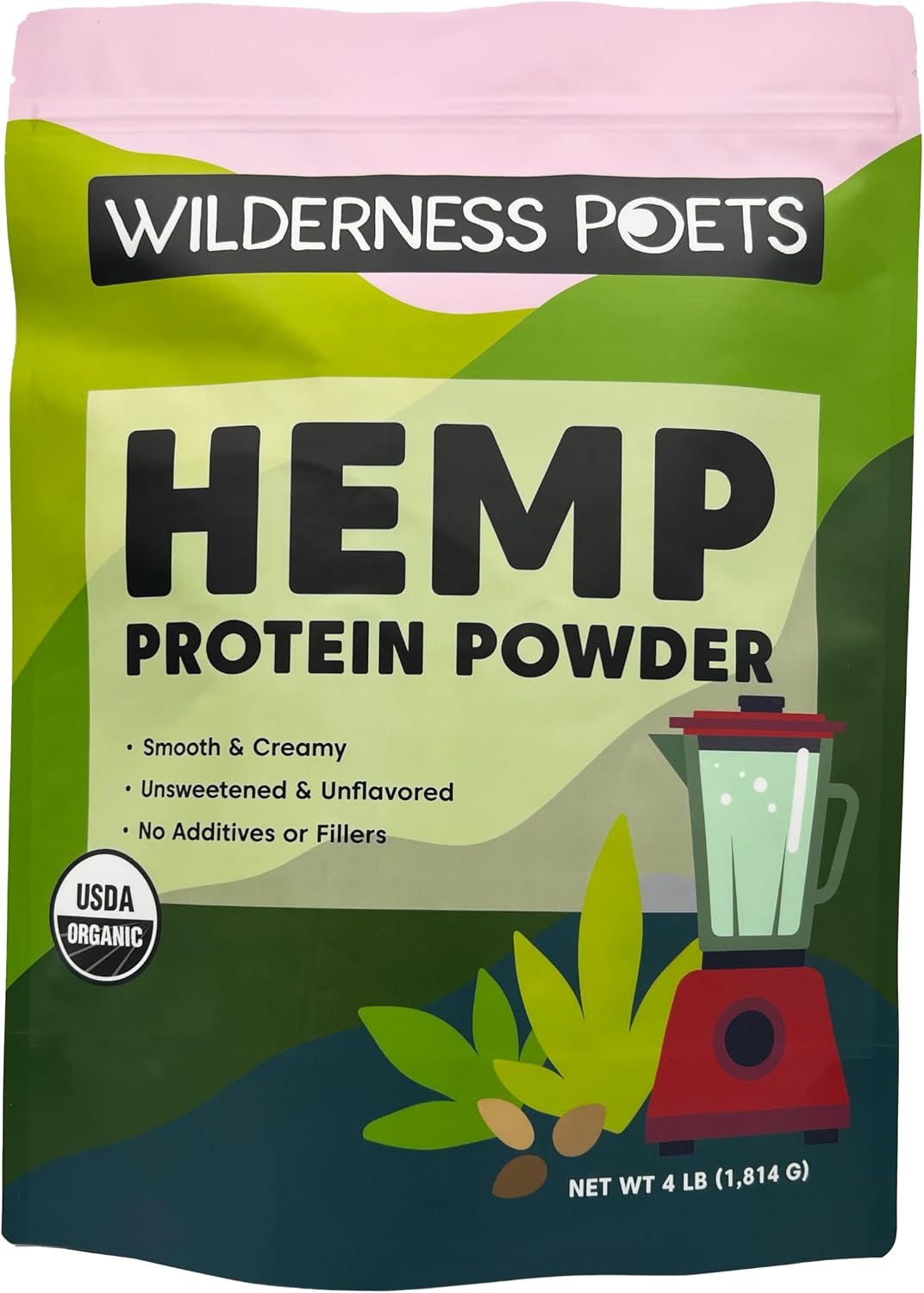 Wilderness Poets, Cold Pressed Organic Hemp Protein Powder (64 Ounce - 4 Pound)
