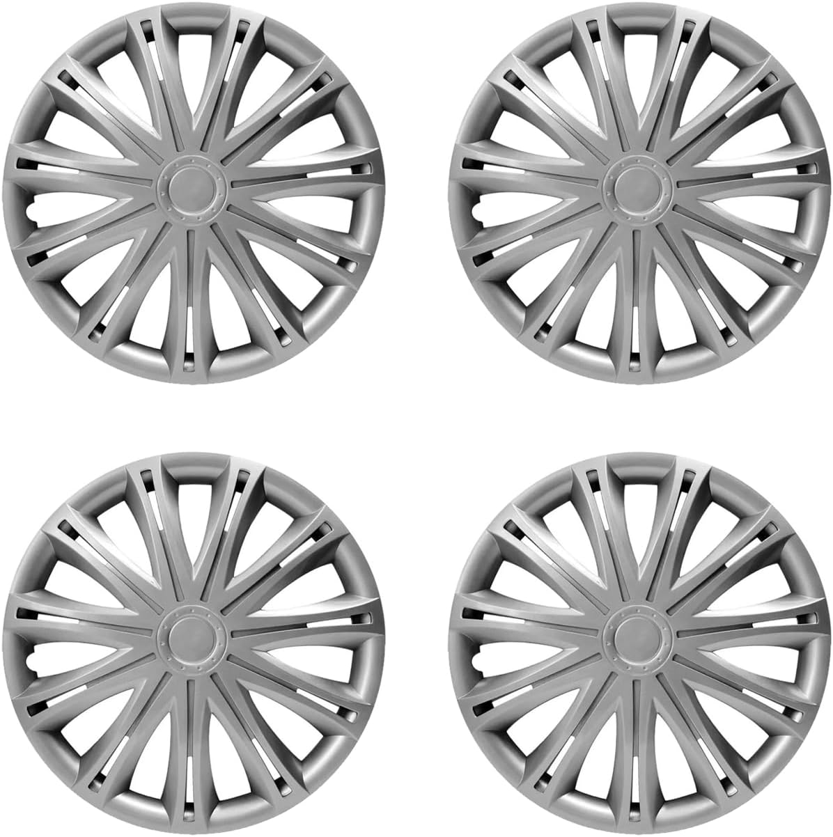 Shield Autocare Car Wheel Trims | Set of 4 Hub Caps Universal Fit Cover Protectors (Spark, Silver, 13 Inch)