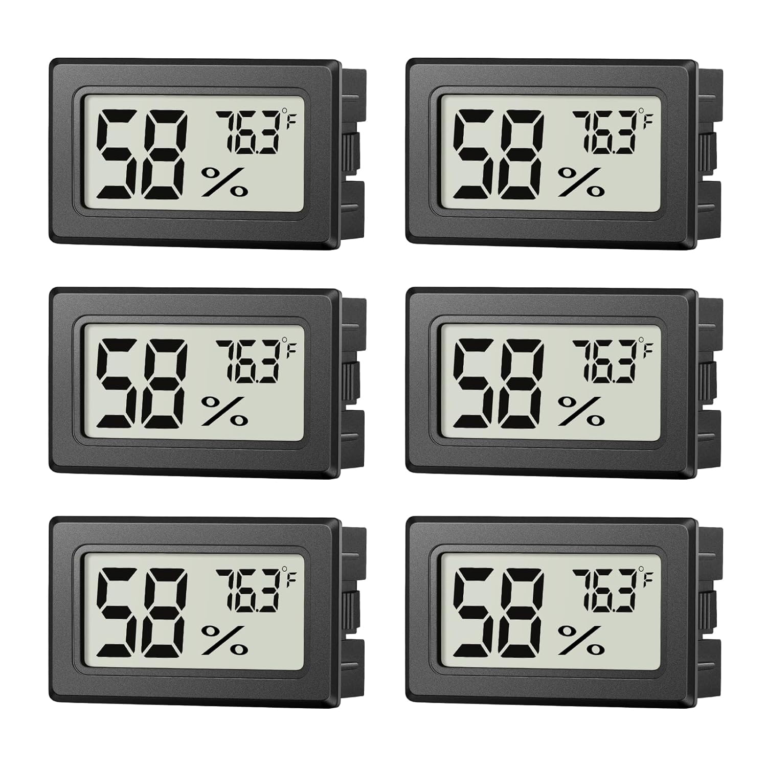6 Pack Mini Hygrometer Indoor Humidity Meter, Small Digital Thermometer Humidity Gauge Meter, Indoor Thermometer Hygrometer Monitor Fahrenheit (℉) for Thermostat Reptile Tank, Mason Jars