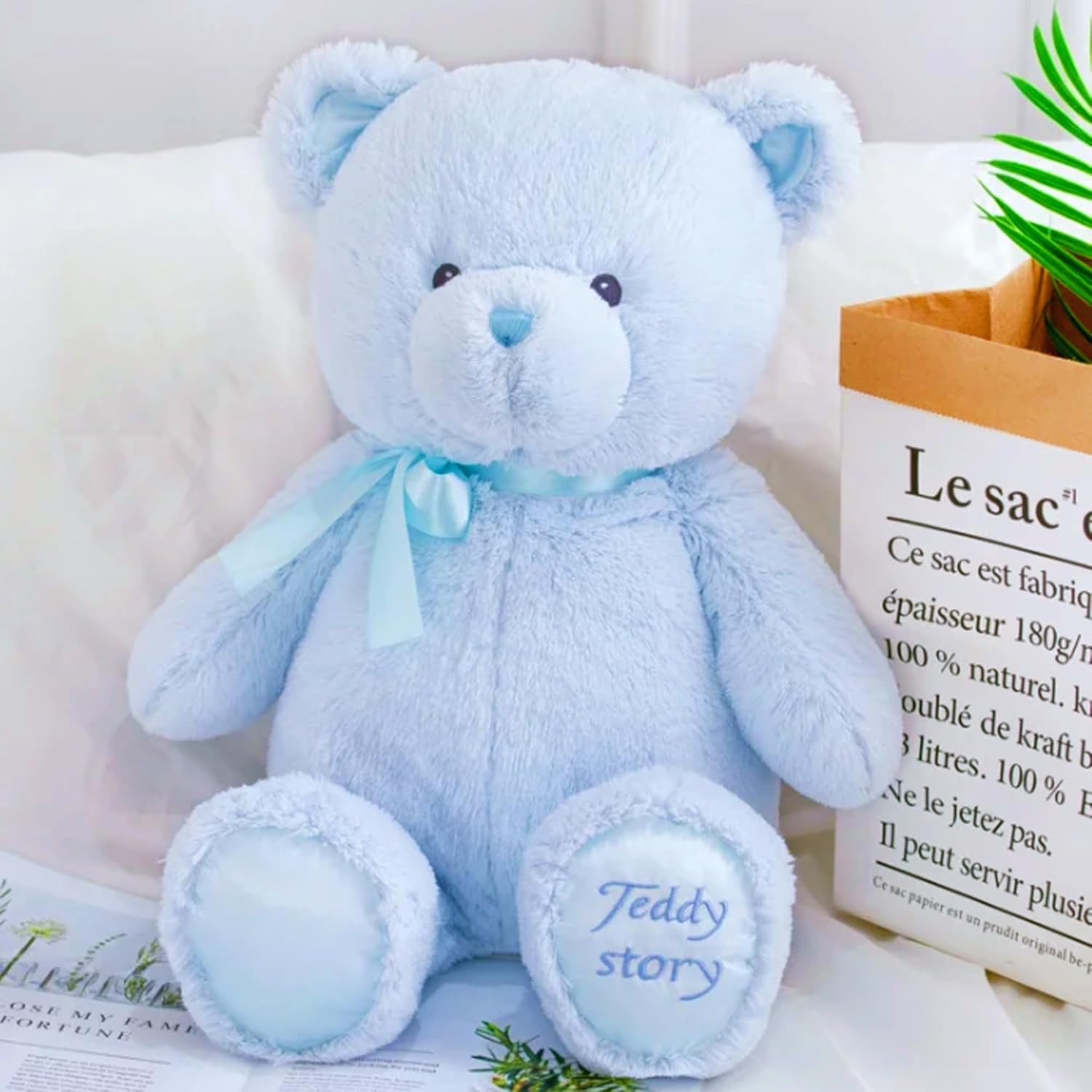 Teddy Bear Plush toy, Stuffed Teddy Bear Animal, Cuddly soft toys, Fluffy Bear, 25cm small cute easy-to-carry toy for Kids Baby Lovely Girlfriend Gifts for Valentine,Birthday Christmas! (Blue Bear)