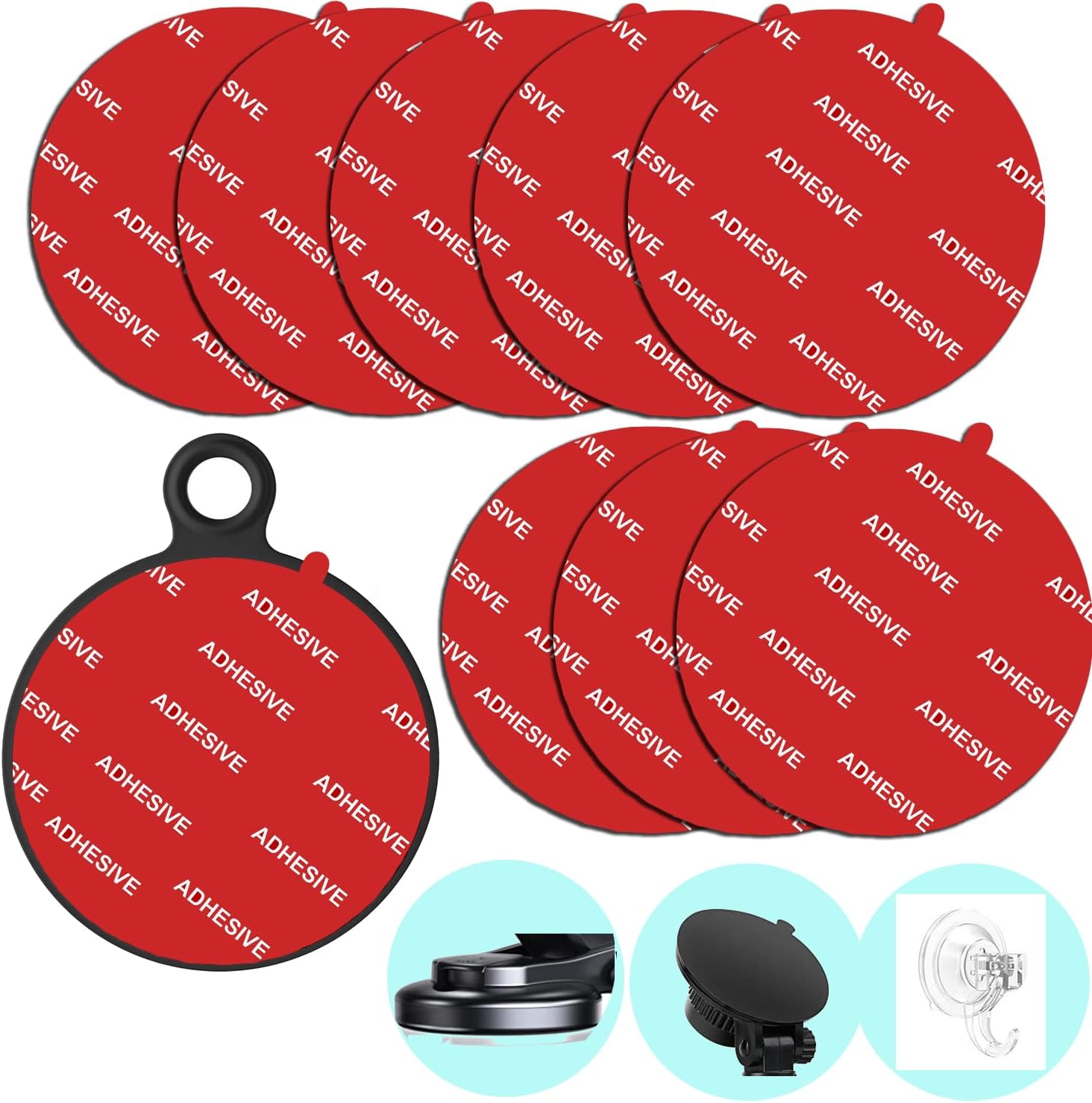 D.SKING 8 Pack 2.76"(70mm) Very High Bond Sticky Adhesive Replacement,Circle Double Sided Pads Gule for Dashboard/Windshield Suction Cup Phone Holder Car DVR Home Suction Hooks GPS Navigation