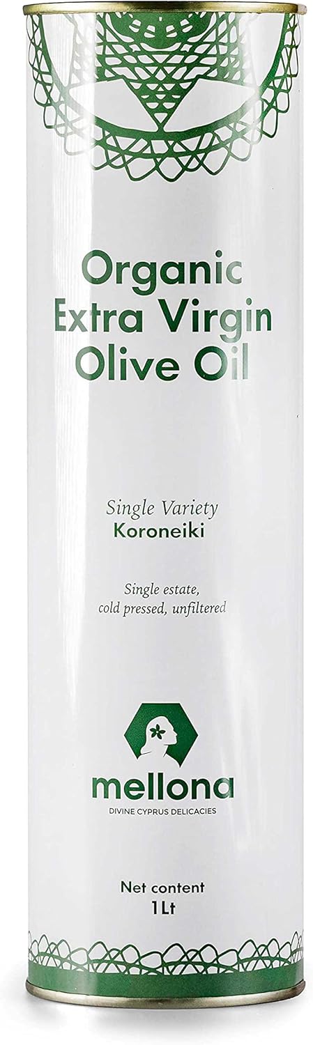 Mellona 100% Organic Extra Virgin Olive Oil, Polyphenol Rich, Single Estate Koroneiki Variety, Low 0.6% Acidity, Hand Harvested & Cold Pressed, 1 Litre