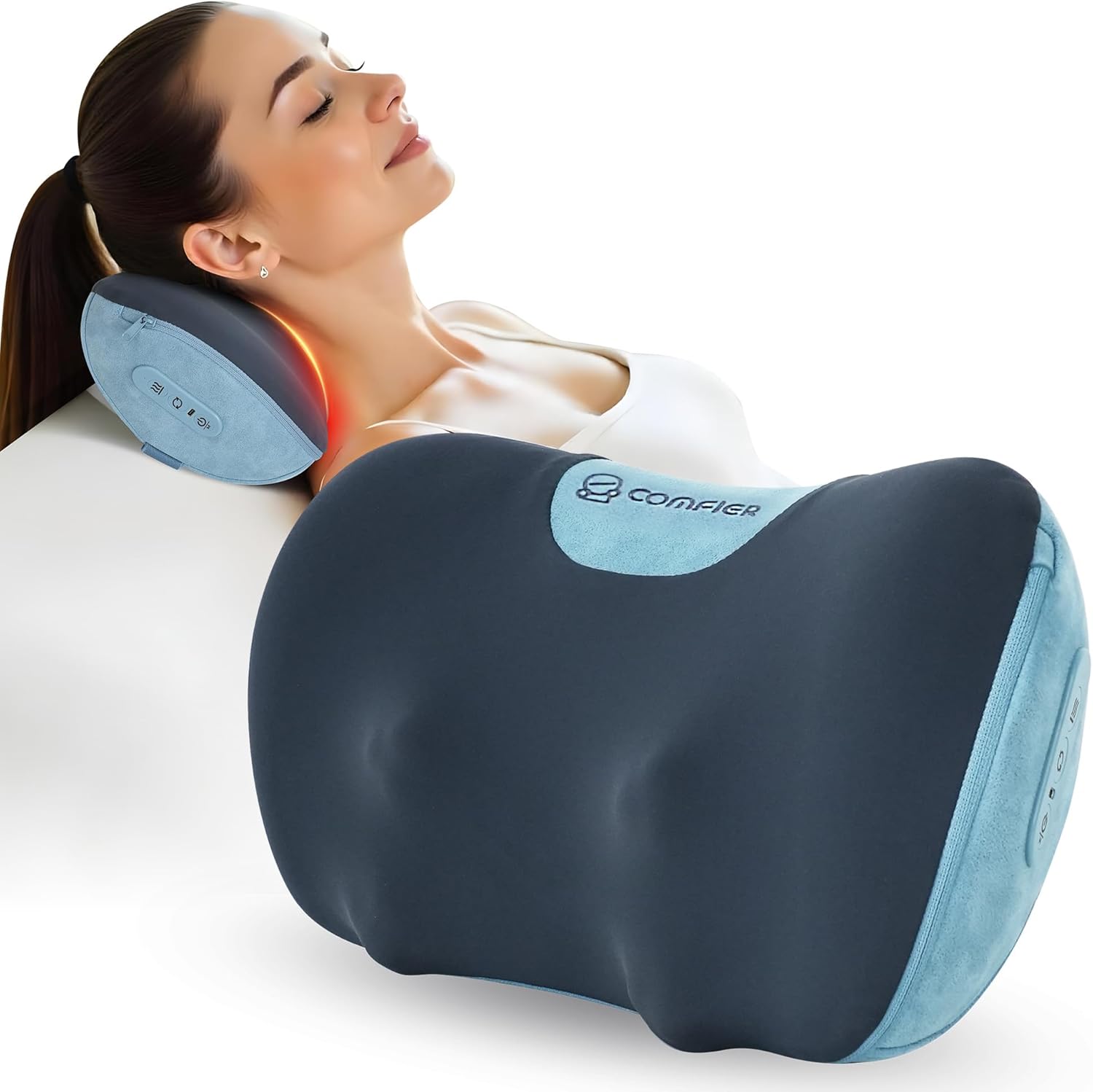 COMFIER Cordless Back Neck Massager, Shiatsu Lower Back Massage with Heat, Massage Pillow Gifts for Women Men, Deep Tissue Kneading for Shoulder,Legs, Mens Gifts,Massaging for Neck Pain Shoulder
