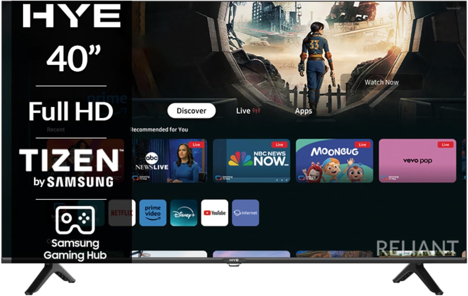 HYE 40 Inch TV Full HD Smart Television with Frameless Design, Bluetooth TV with Voice Control, Freeview, Wi-Fi, HDMI & USB Ports, Gaming Hub – 40FHDS1008 [2025]