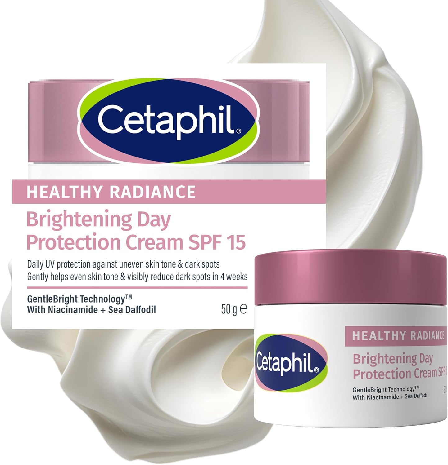 Cetaphil Day Cream SPF 15, 50g, Healthy Radiance Brightening Face Moisturiser For Hyperpigmentation, With Niacinamide, Packaging May Vary