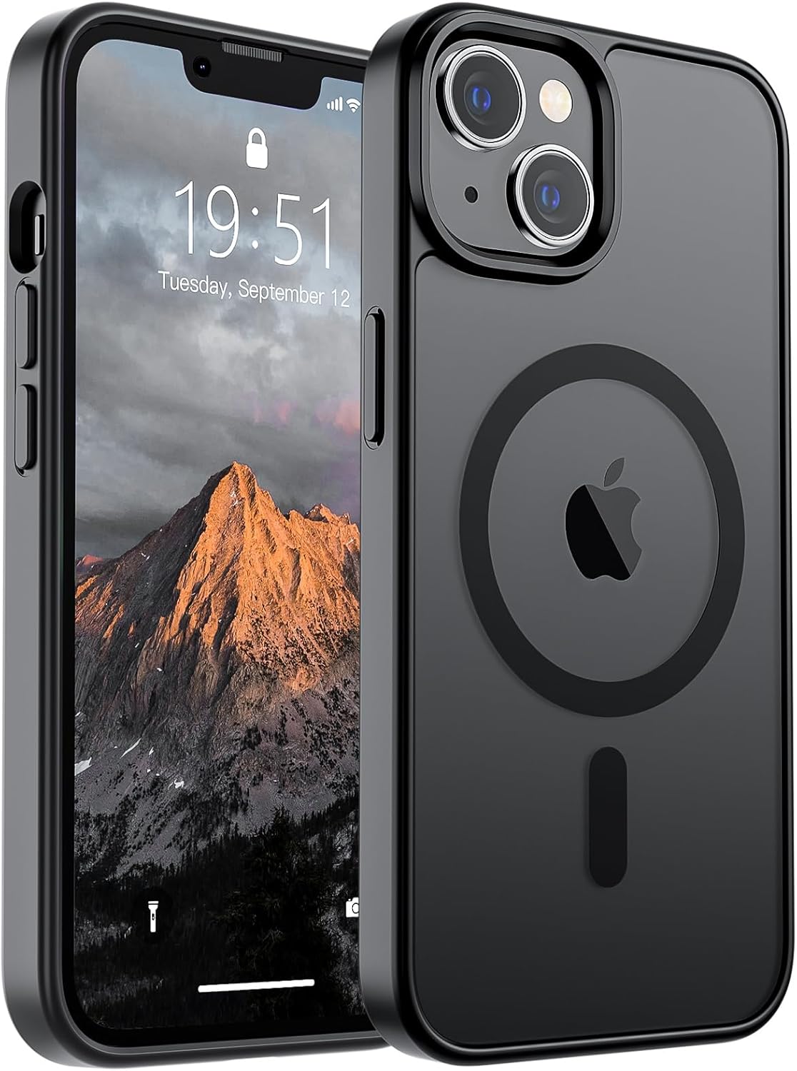 SUPFINE Magnetic for iPhone 15 Plus Case & iPhone 14 Plus Case(Compatible with MagSafe)(Military Grade Drop Protection) Slim Translucent Shockproof with Anti-Fingerprint Phone Case,Black