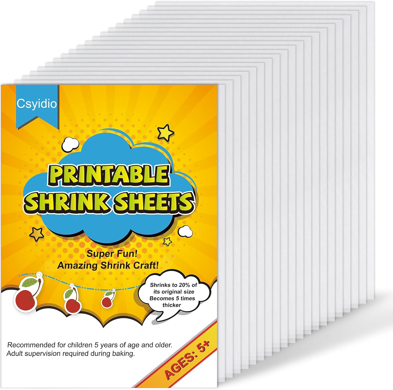 Csyidio 6 Pieces Shrink Paper Sheets, Plastic Printable Sanded Shrink Film for Creating Key Chains, Craft Ornaments Projects for Mother's Day Presents (29.5 x 21 cm)