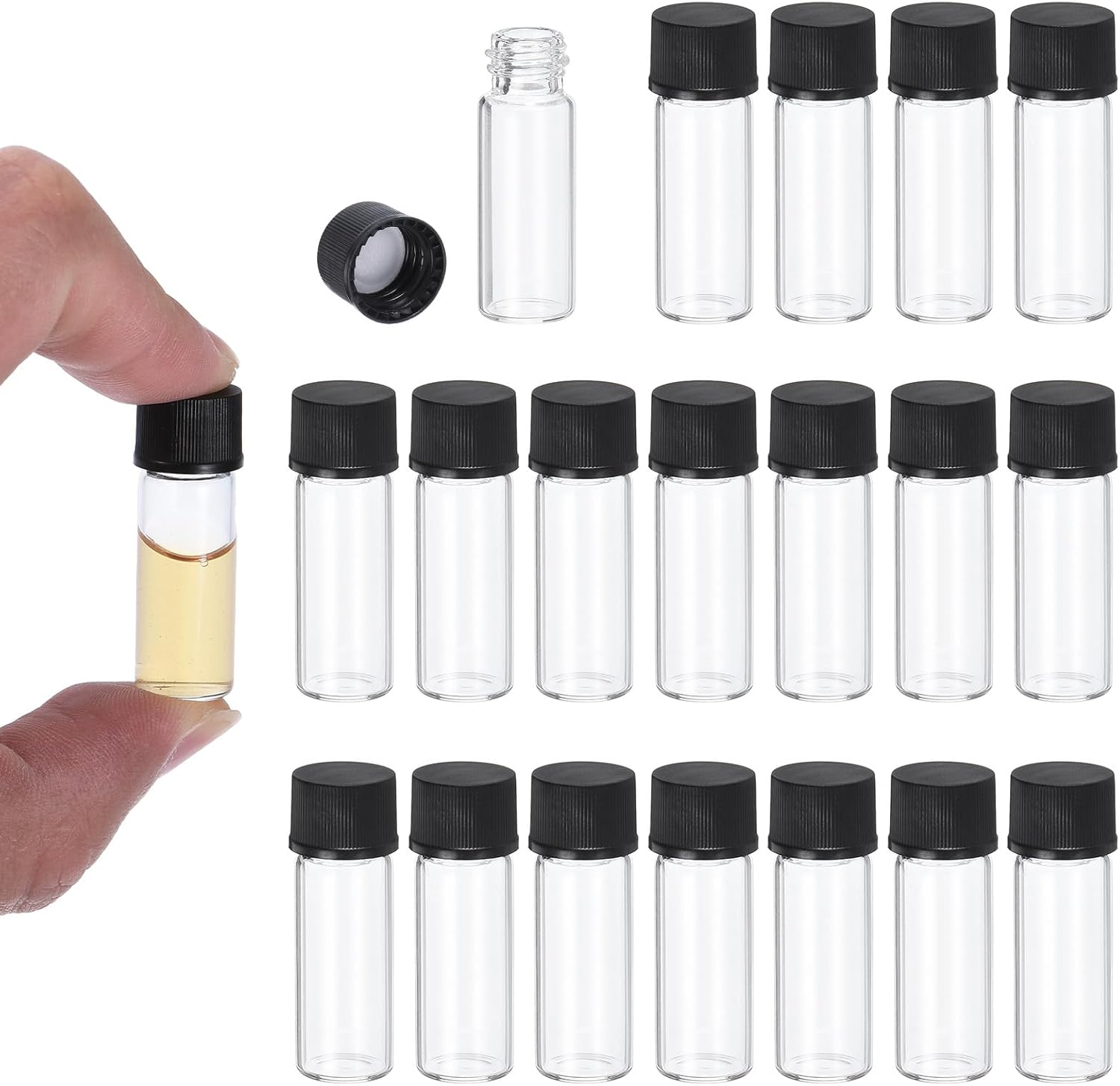 PATIKIL 2ml Clear Glass Vials, 100 Pack Sample Vials with Screw Cap Reagent Media Bottle Leak-Proof Liquid Sample Glass Vial for Lab Laboratory