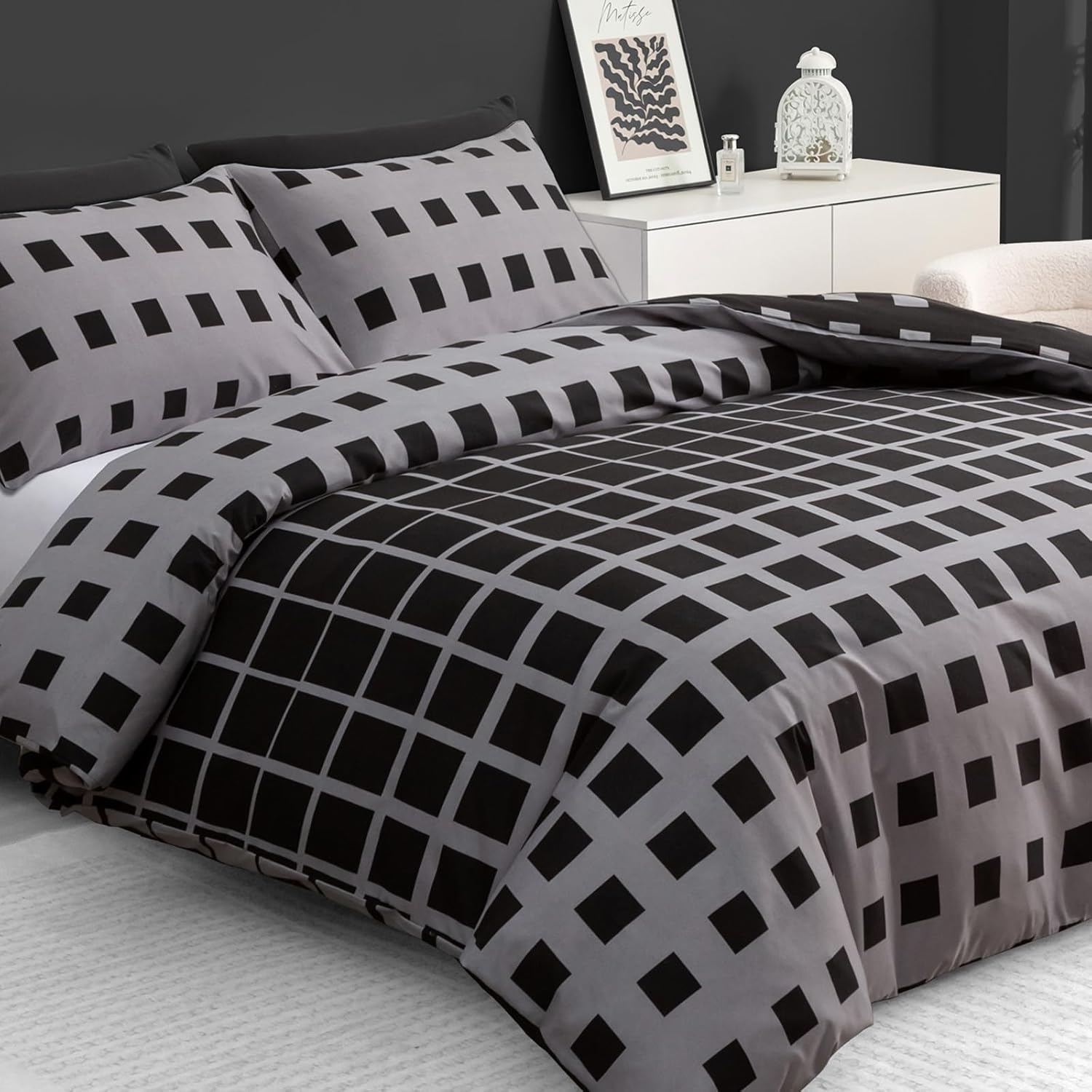 Grace Double Duvet Set - Premium Microfiber Double Duvet Cover (200 x 200 cm) 3 PCs - Ultrasoft Hypoallergenic Reversible Quilt Cover Bedding Set With Zipper Closure