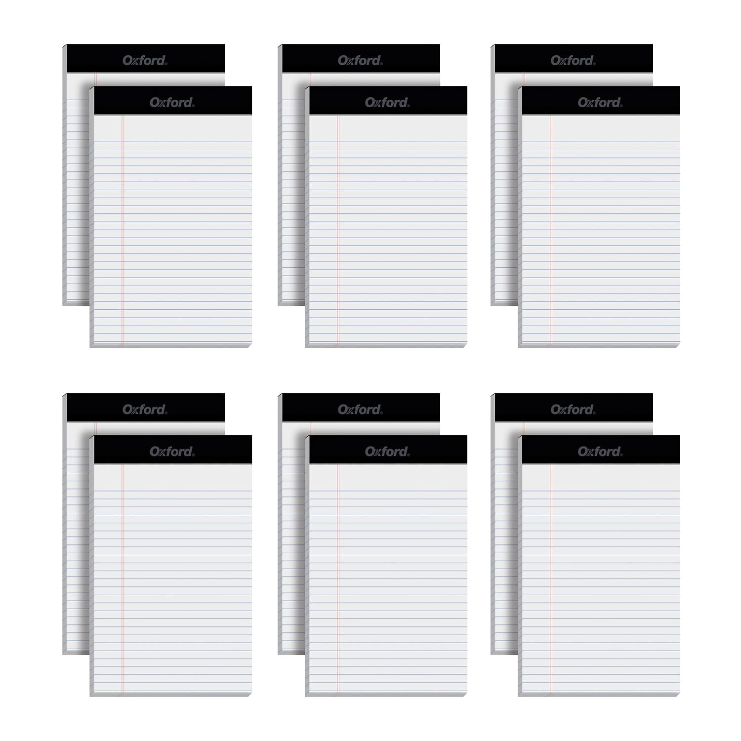 Oxford 5 x 8 Legal Pads, 12 Pack, Narrow Ruled, White Paper, 50 Sheets Per Writing Pad, Made in the USA (74019)