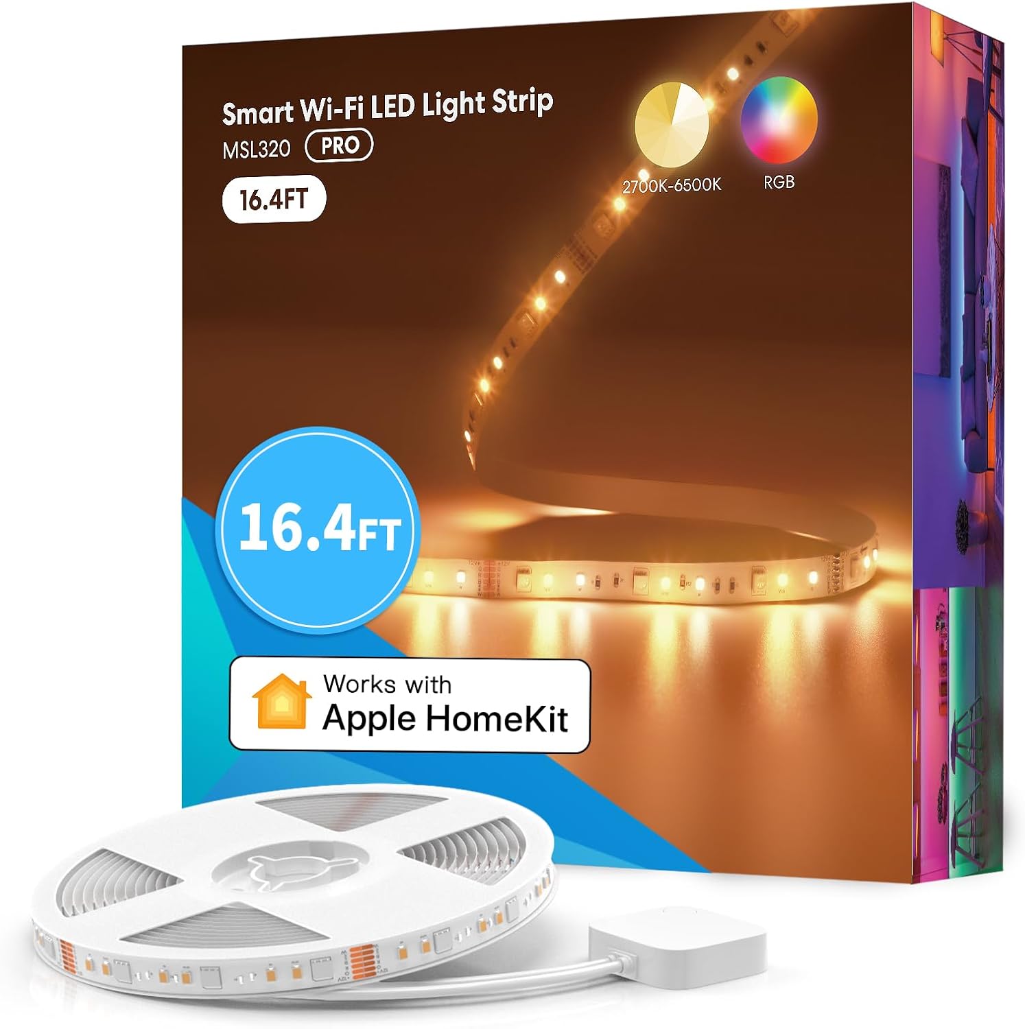 meross Led Strip Light 5M LED Light Strip Compatible with Apple HomeKit Siri Alexa Voice Control and Remote Control, RGBWW Color Changing Led Strips for Home, Bedroom, Gaming Room
