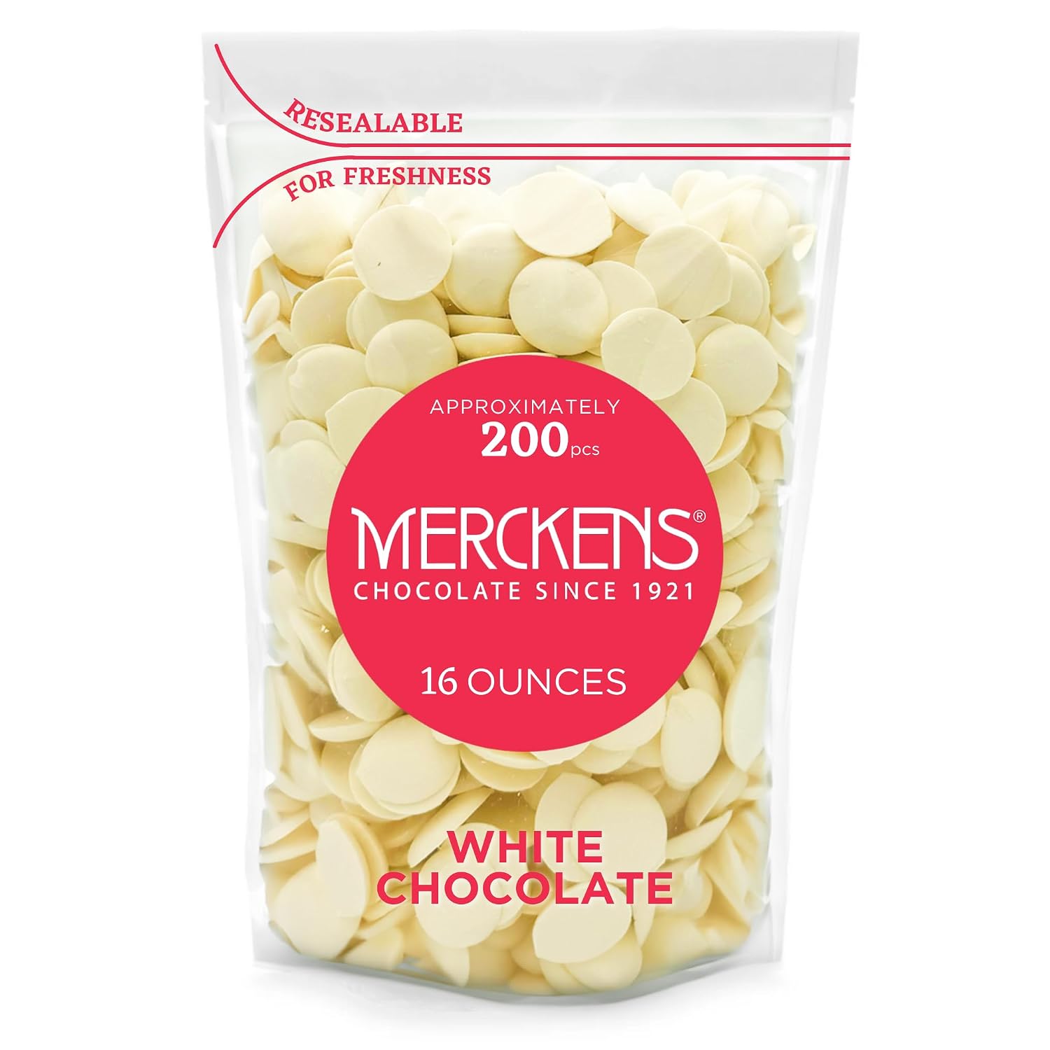 KIDU White Merckens Chocolate Melts - Melting Chocolate Candy Melts - Chocolate Melting Wafers 16 Ounces Bulk Perfect For Dipping, Deserts, Baking And More - 1 Pound